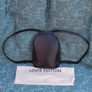 Authentic LOUIS VUITTON Black Epi Leather Mabillon Backpack Bag